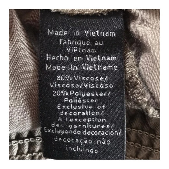 Calvin Klein Slouchy Pants Drawstring Elastic Waist, Roll Hem, Pockets, Latte  8 - Picture 10 of 10